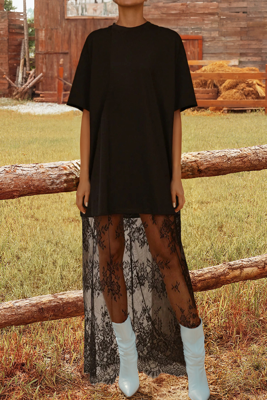 High Waist Lace Sandalwood Long dress