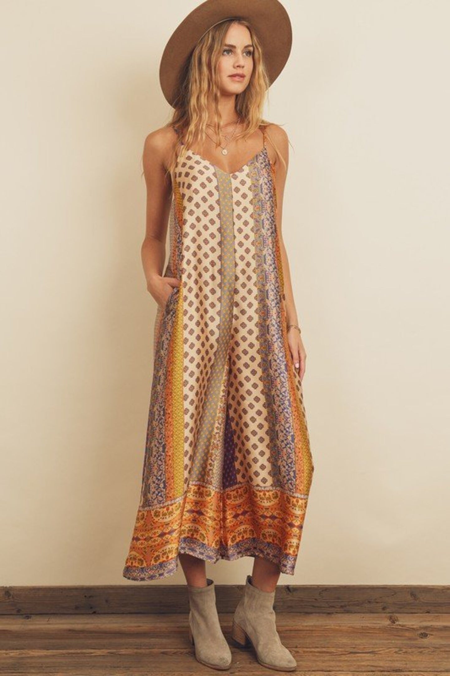 Tally Border Print Wide Leg Jumpsuit