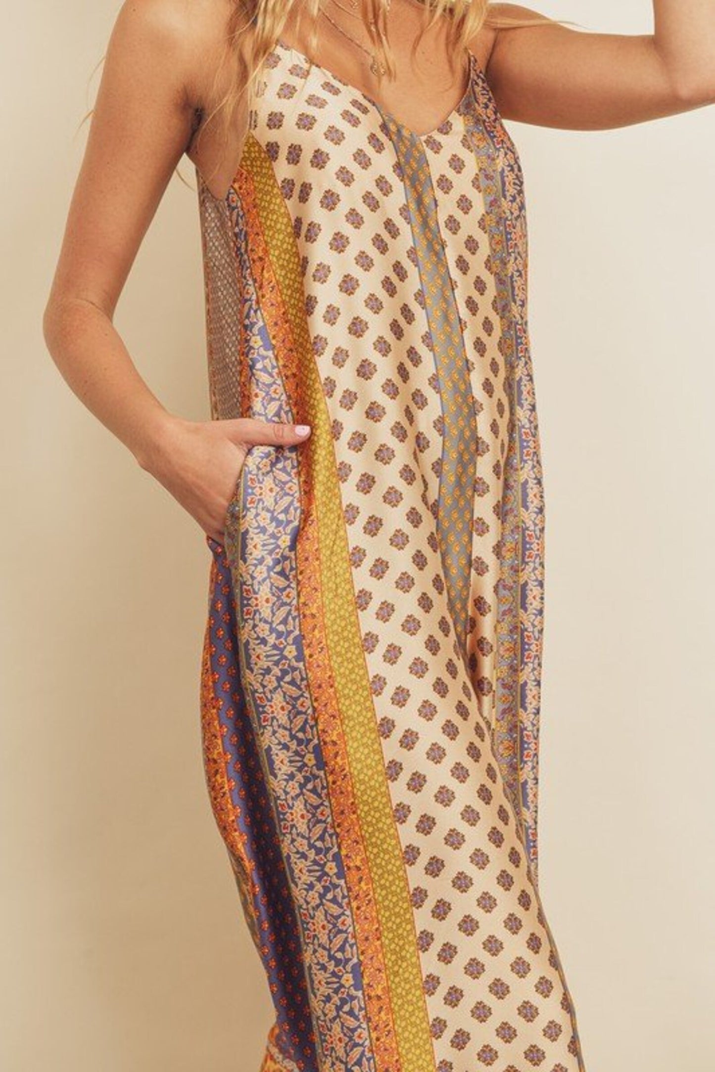 Tally Border Print Wide Leg Jumpsuit