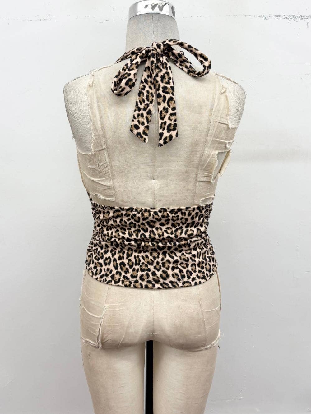Fierce Drape Leopard Halter Top
