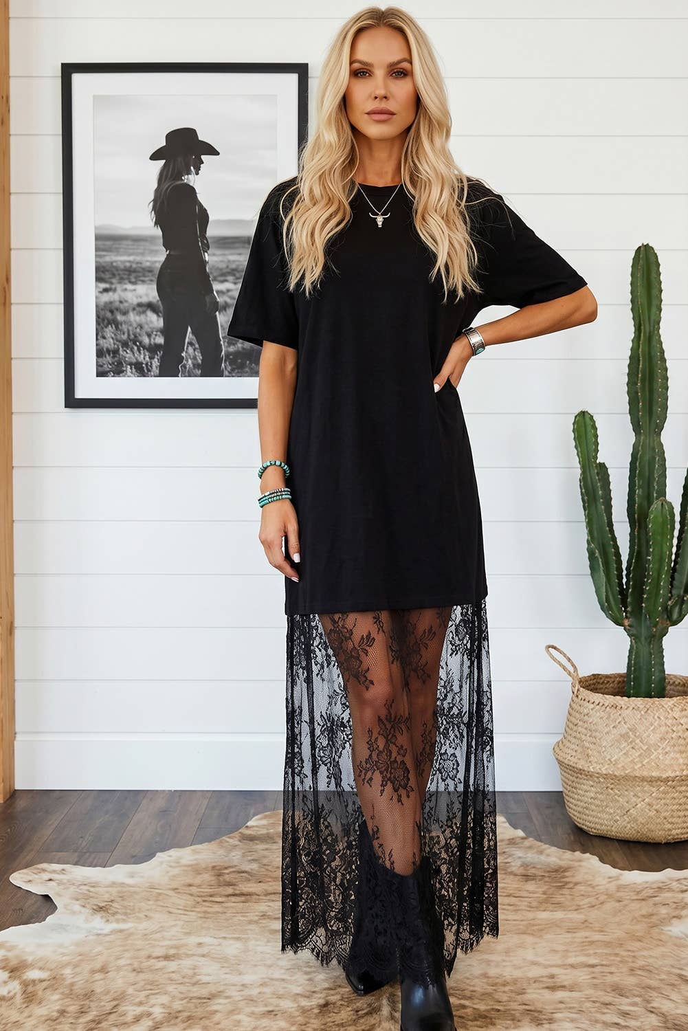 High Waist Lace Sandalwood Long dress