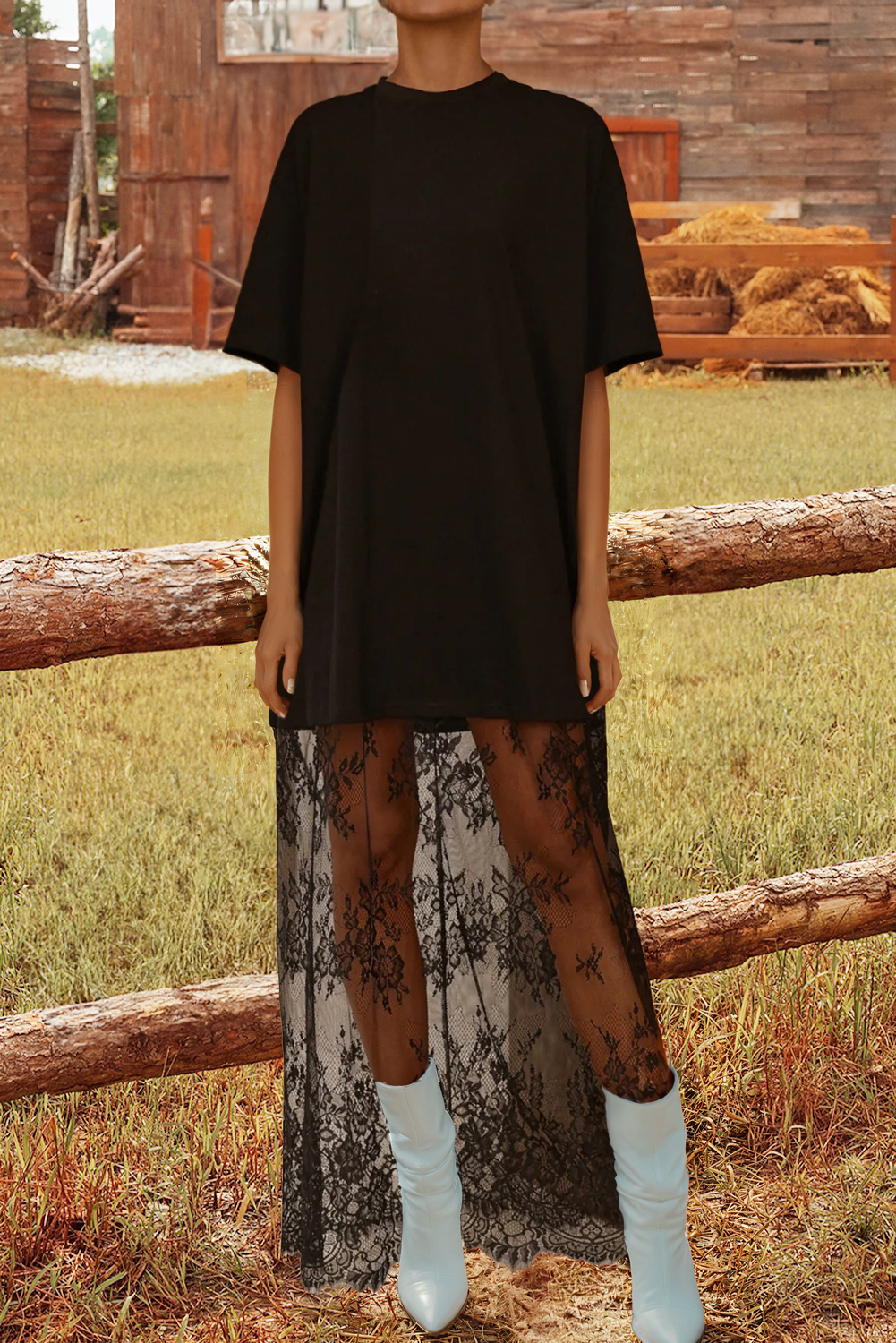 High Waist Lace Sandalwood Long dress
