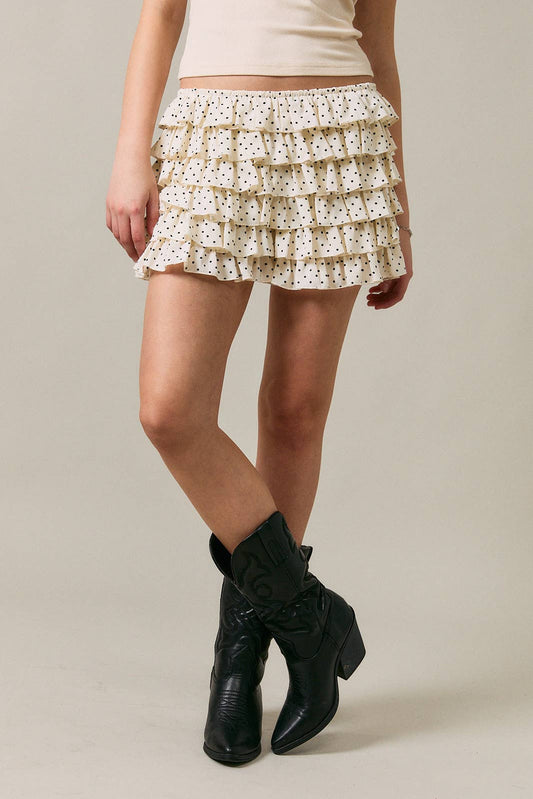Joanne Polka Dot Tiered Ruffle Shorts