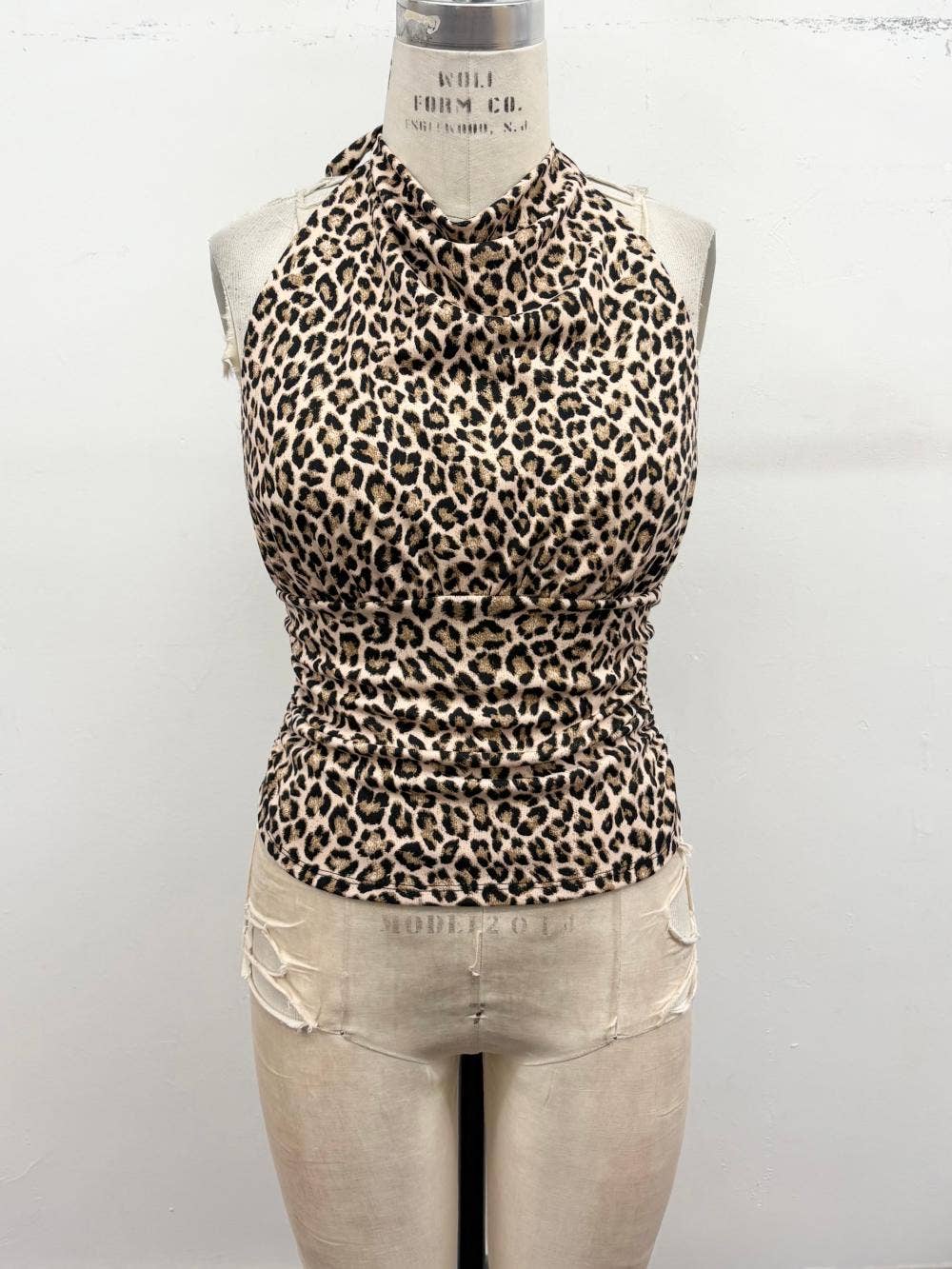 Fierce Drape Leopard Halter Top: Leopard / M
