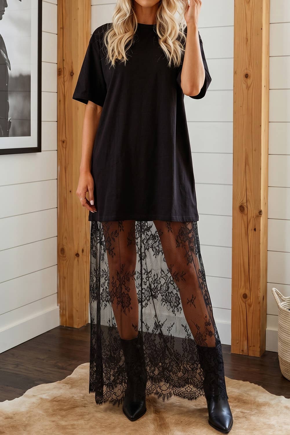 High Waist Lace Sandalwood Long dress