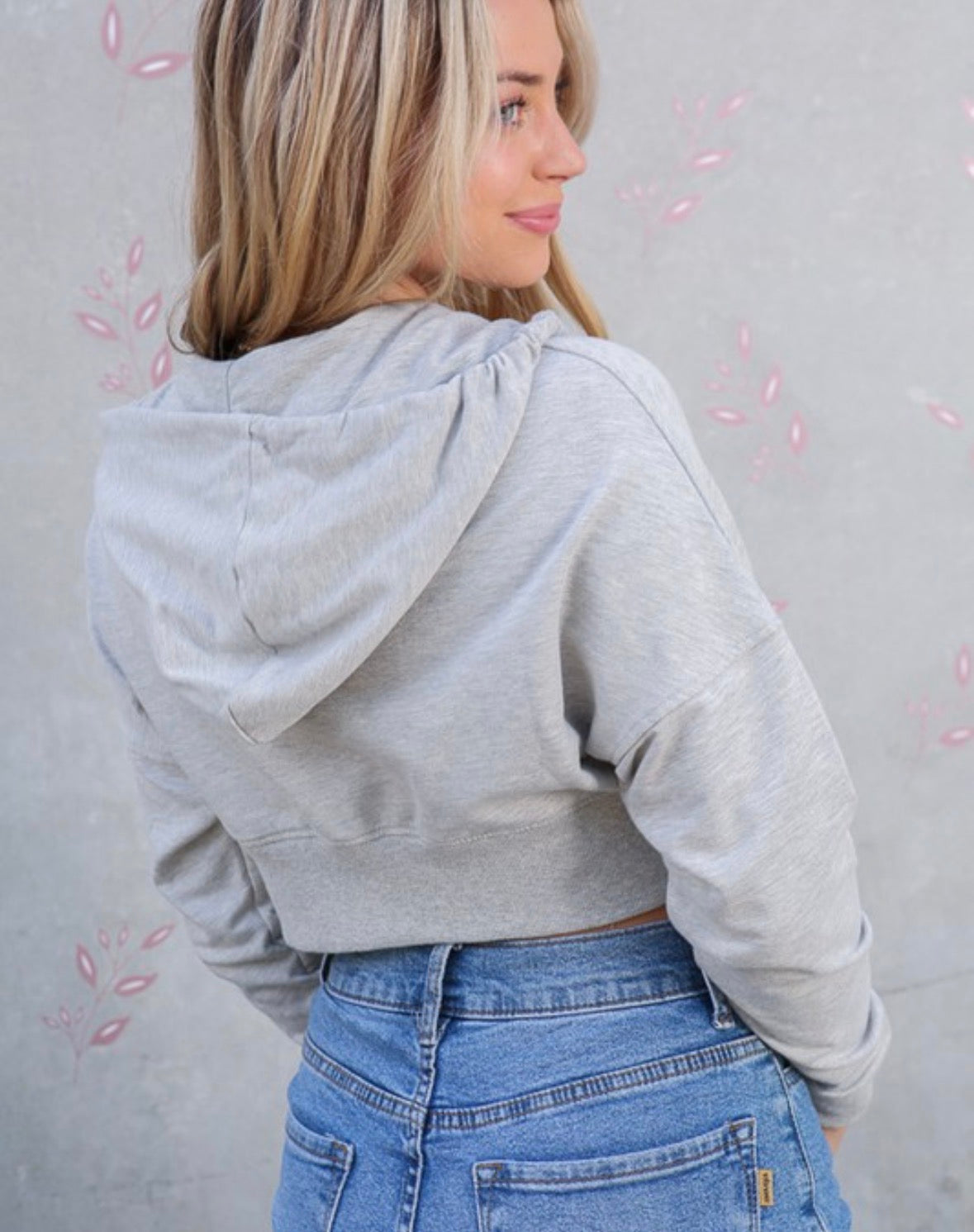 Zip Up Cropped Jersey Hoodie