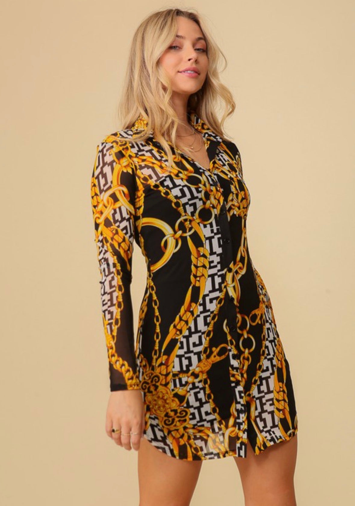 Chain Print Mini Dress