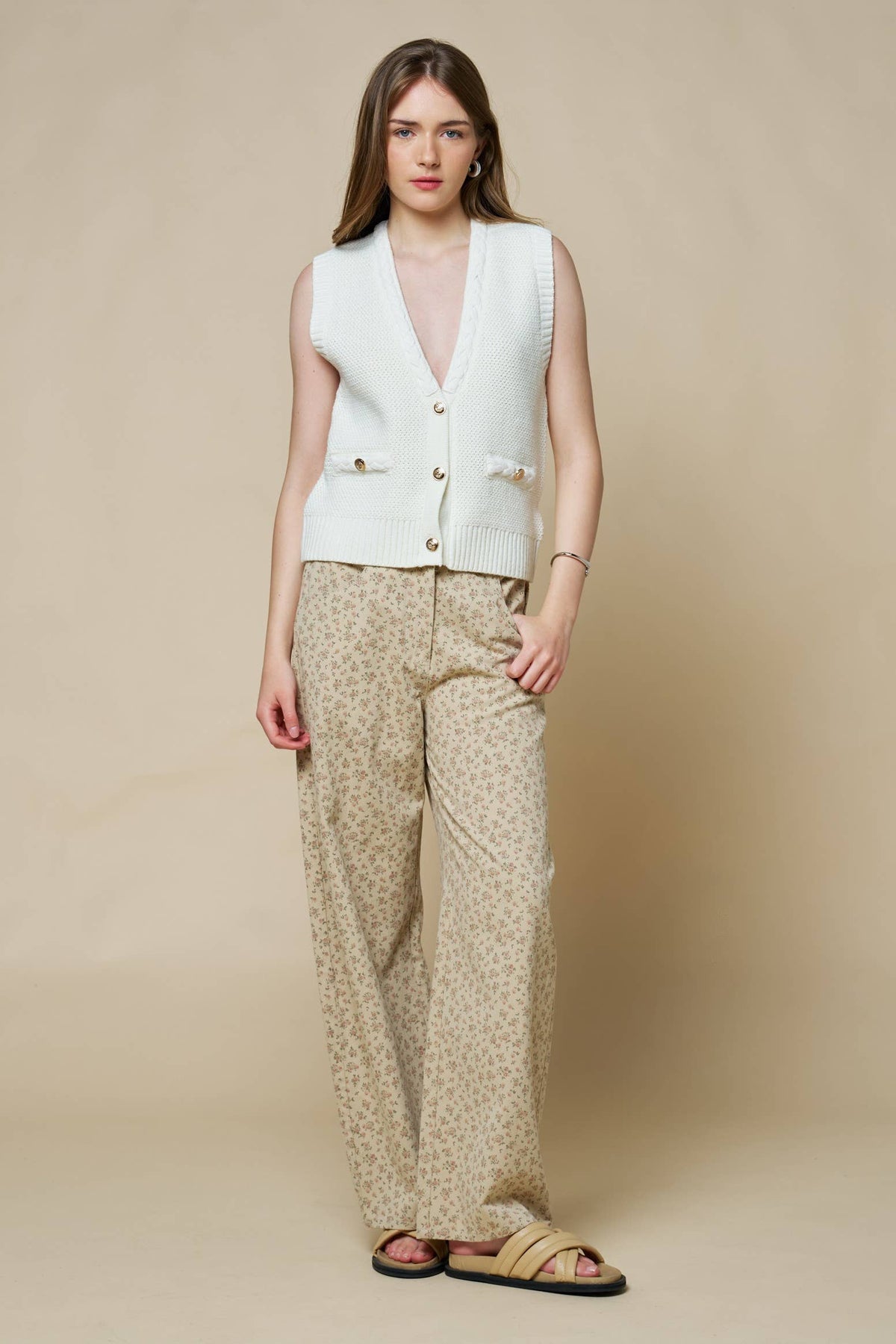 Lalavon Dainty Floral Barrel Pants