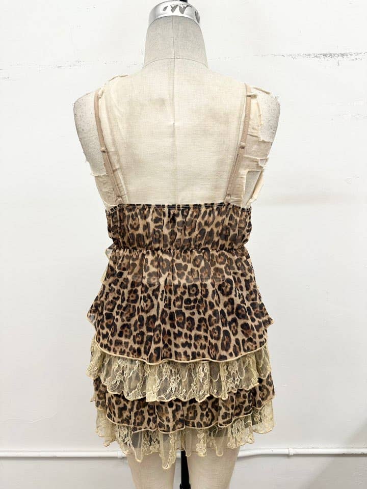 Wild Romance Lace Leopard Peplum Cami : Leopard